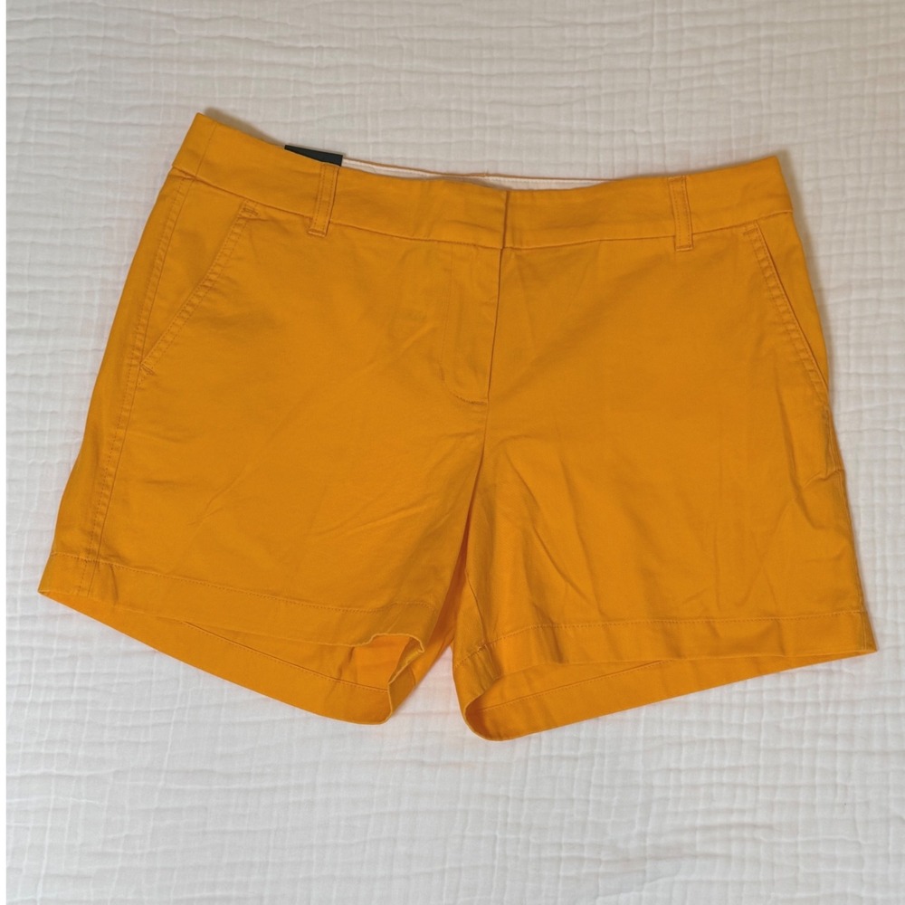J.Crew 5" Chino Shorts Women's Size 12 Bright Yellow Cotton Preppy Summer NWT - Picture 2 of 9